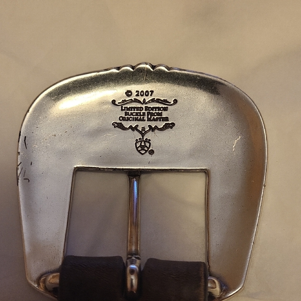 Ariat Brown Leather Belt with Silver Details - Picture 5 of 9